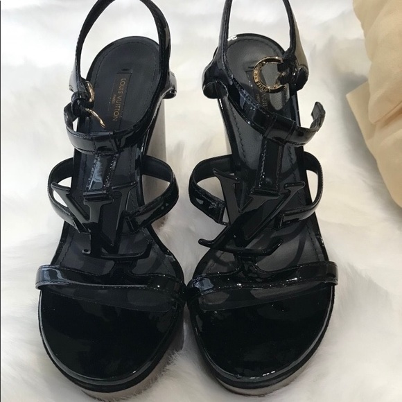 Louis Vuitton Patent Leather Wedge Sandals - Picture 2 of 4